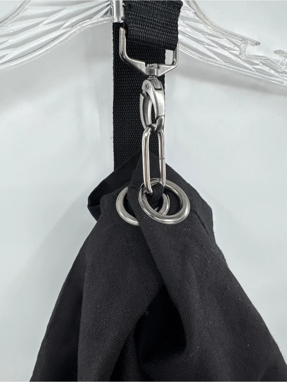 HUGO Black Drawstring Backpack Sling Bag Canvas Utility Bucket Logo Unisex Y2K